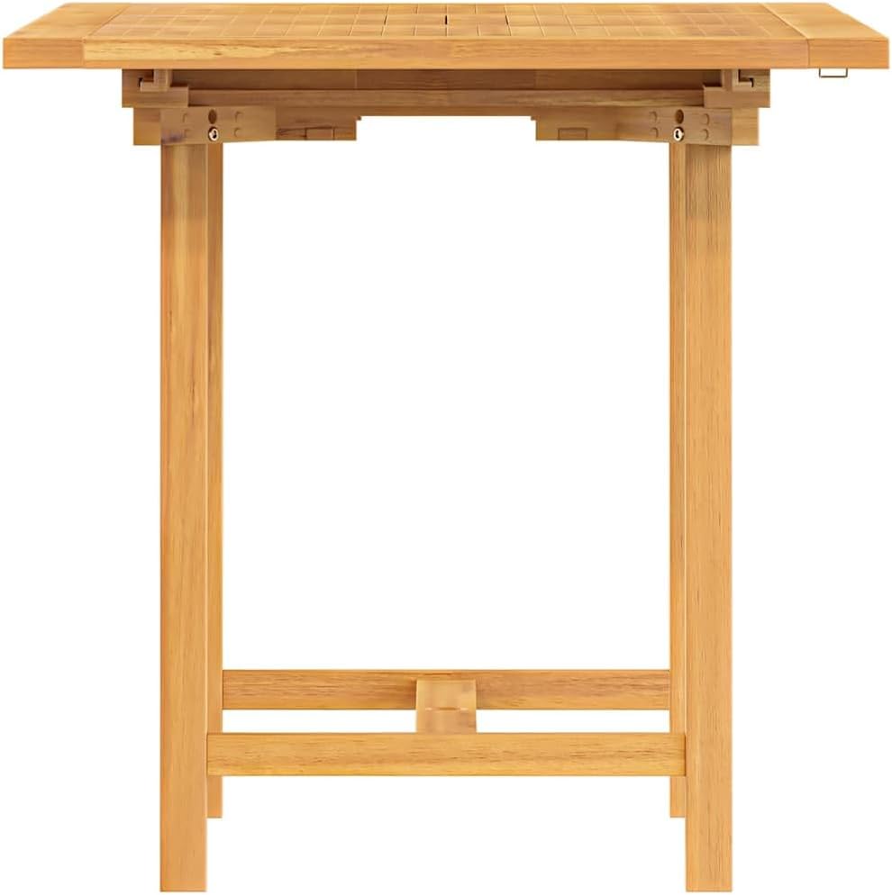 vidaXL Dining Table, Outdoor Extendable Rectangular Dining Table, Patio Table Furniture, Picnic Table with Parasol Hole, Solid Wood Teak