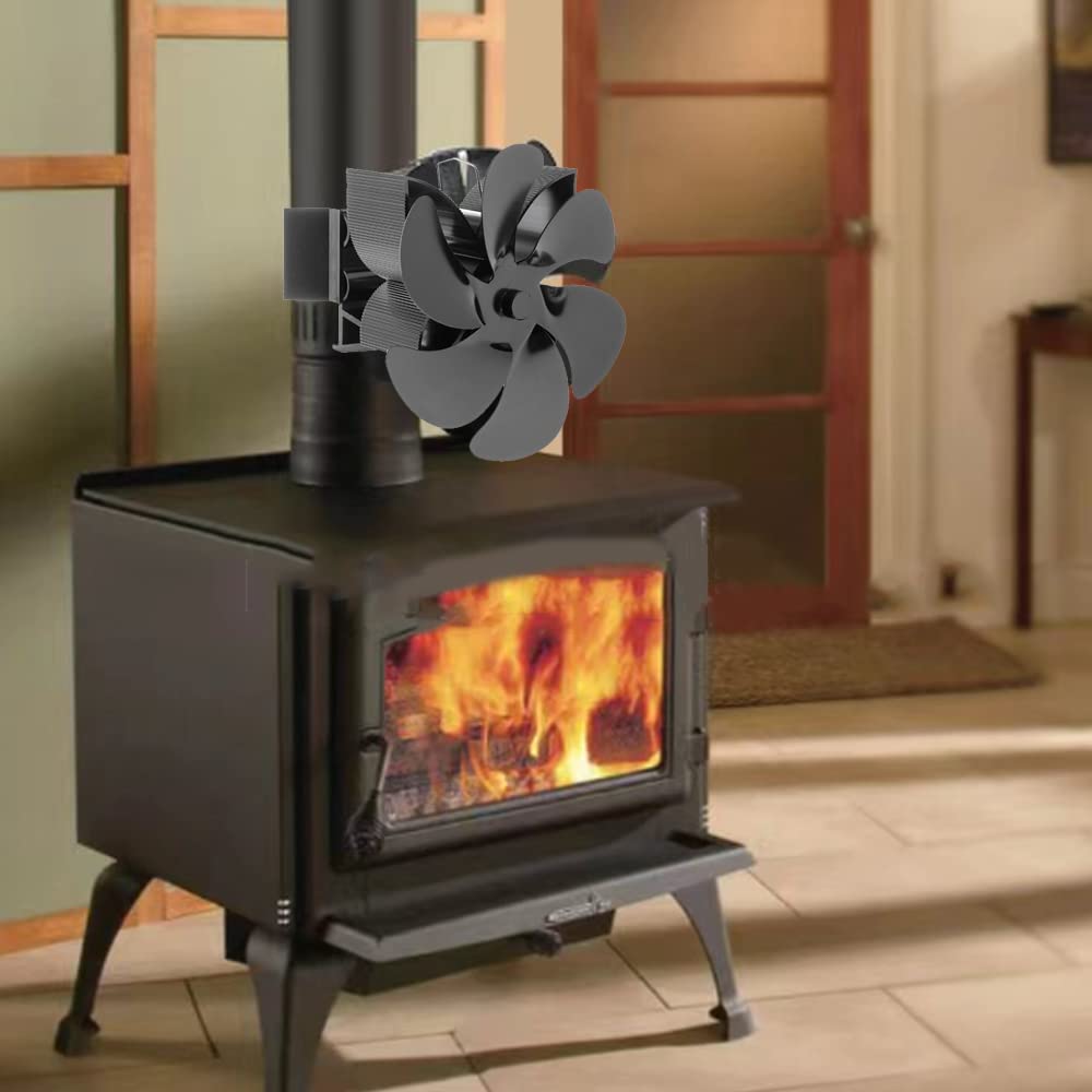 Ventiladores para Chimeneas, Ventilador de Estufa con 6 Palas, Ventilador Estufa Leña para Estufas de Pellets ROSPRETTY para estufa de gas/pellet/madera/quemador de leña