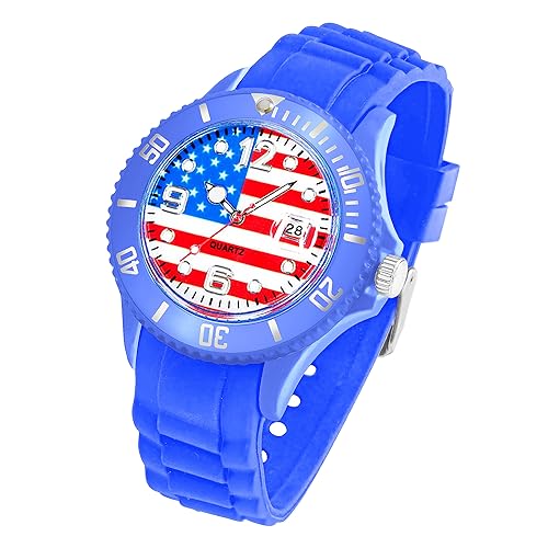 Taffstyle Montre à quartz en silicone pour fan de la Coupe du monde et de l'Euro, usa, lanière