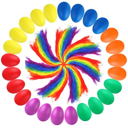Augshy 60 Pcs Egg Shaker Musical Instruments for Kids 36 Packs Maracas Eggs with 24 Packs Dance Scarves for Kids Music Learning Birthday Gifts Christmas Easter Party Favors