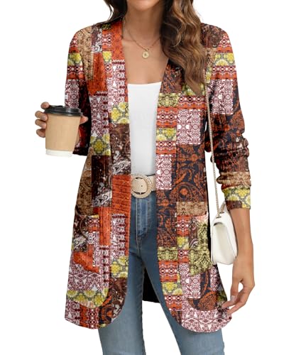 Image of YSYOKOW Cardigan Sweaters for Women Long Sleeve Open Front with Pockets | Long Cardigans for Women Lightweight Soft Casual Dressy Loose Fit Cardigan Sweater with Pockets for Work and Office