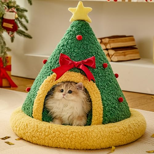 Abri de Noël pour chien et chat avec coussin amovible pour l'hiver - 6