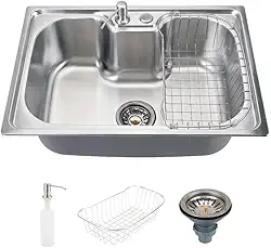 Pingoo.Casa, Cuba Para Cozinha Com Acessórios, Gourmet, Carajás, Com Borracha Anti-ruído Aço Inox, Inclui Cesto Escorredor, Dosador De Detergente 300ml, Válvula De Escoamento