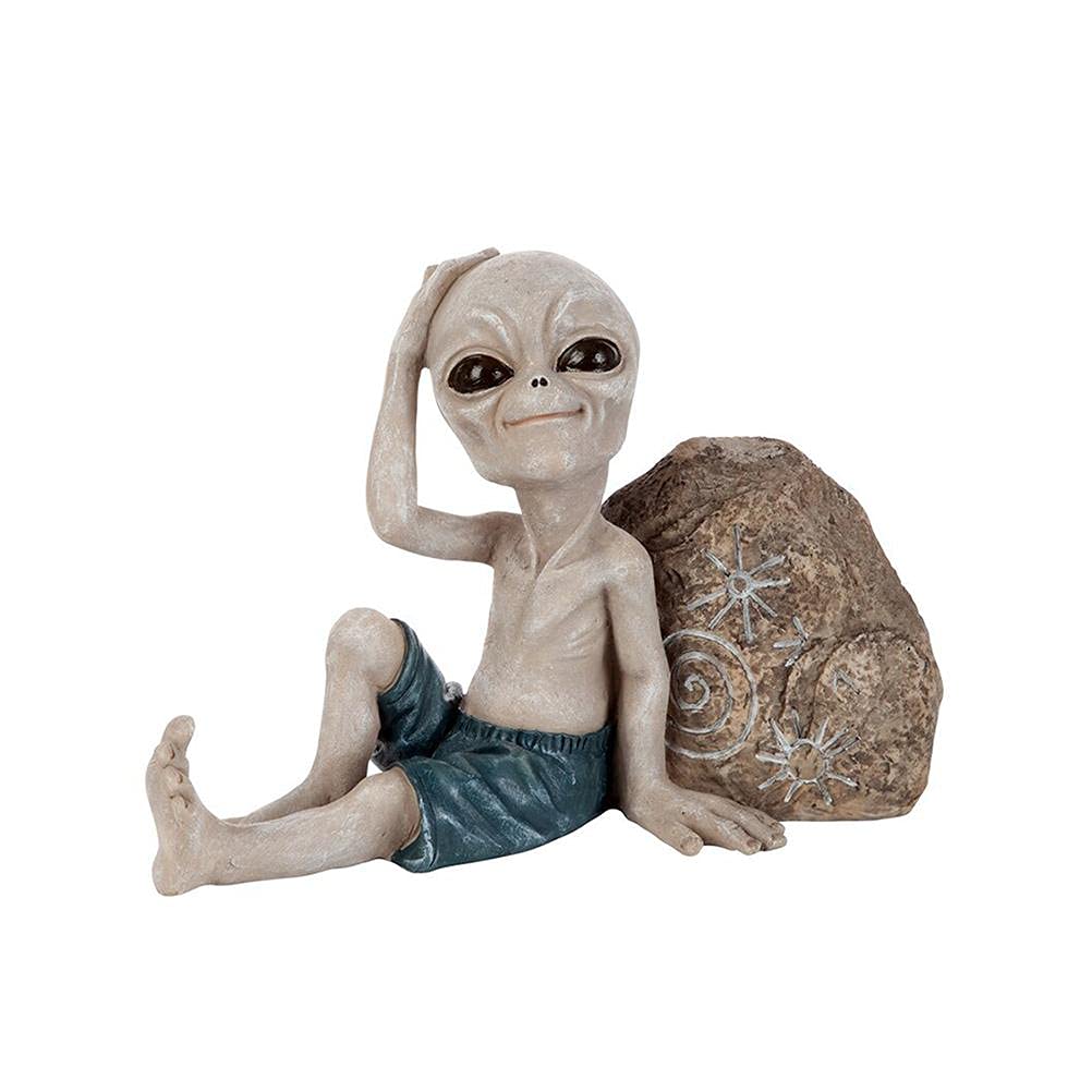 Toscano Surfer-Typ, Nicht von Dieser Welt stammende Alien-Statue, Trendiger Surfer-Typ, außerweltliche Alien-Skulptur, Gartendekoration, Kunstharz, Kunsthandwerk,