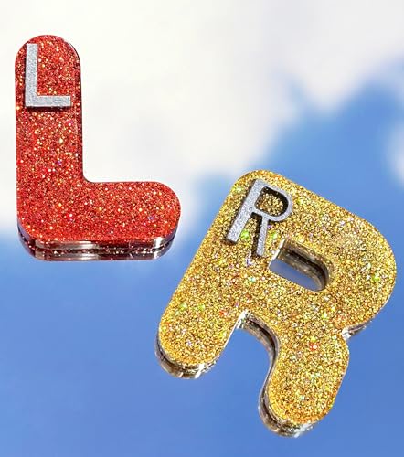 Image of Plifal Xray Markers with Lead Initials - Glitter Radiology X-ray Markers in Red & Yellow inchL&R inch Letter Shape Include Reusable Adhesive Tapes to Nurse Radiologist Badge Buddy, Easy to Identify