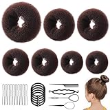 Hair Donut Bun Maker Set, Kit de 26 Piezas Accesorios para Peinado 7 Piezas Donut Moño Kit, 10 Piezas Horquillas para el...