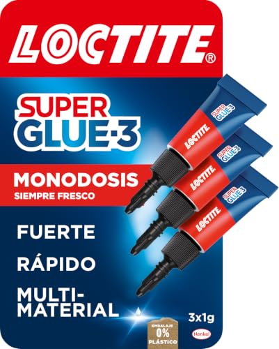 Loctite Super Glue-3 Monodosis Transparente 3x1g - Pegamento Instantáneo Universal, Fuerte y Rápido - Resistente al Agua, Lavavajillas, Golpes, Temperaturas Extremas - Fórmula Antigoteo
