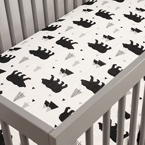 Organic Muslin Fitted Crib Sheet - Organic Cotton And Bamboo Crib Sheet For Standard Crib And Toddler Mattresses, Soft And Breathable, Woodland Baby Bear, 28”X52” #TOP3