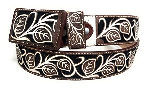 Cinto Vaquero Navajeado, Cinto Charro Laser Con Guia, Men's Western Belt
