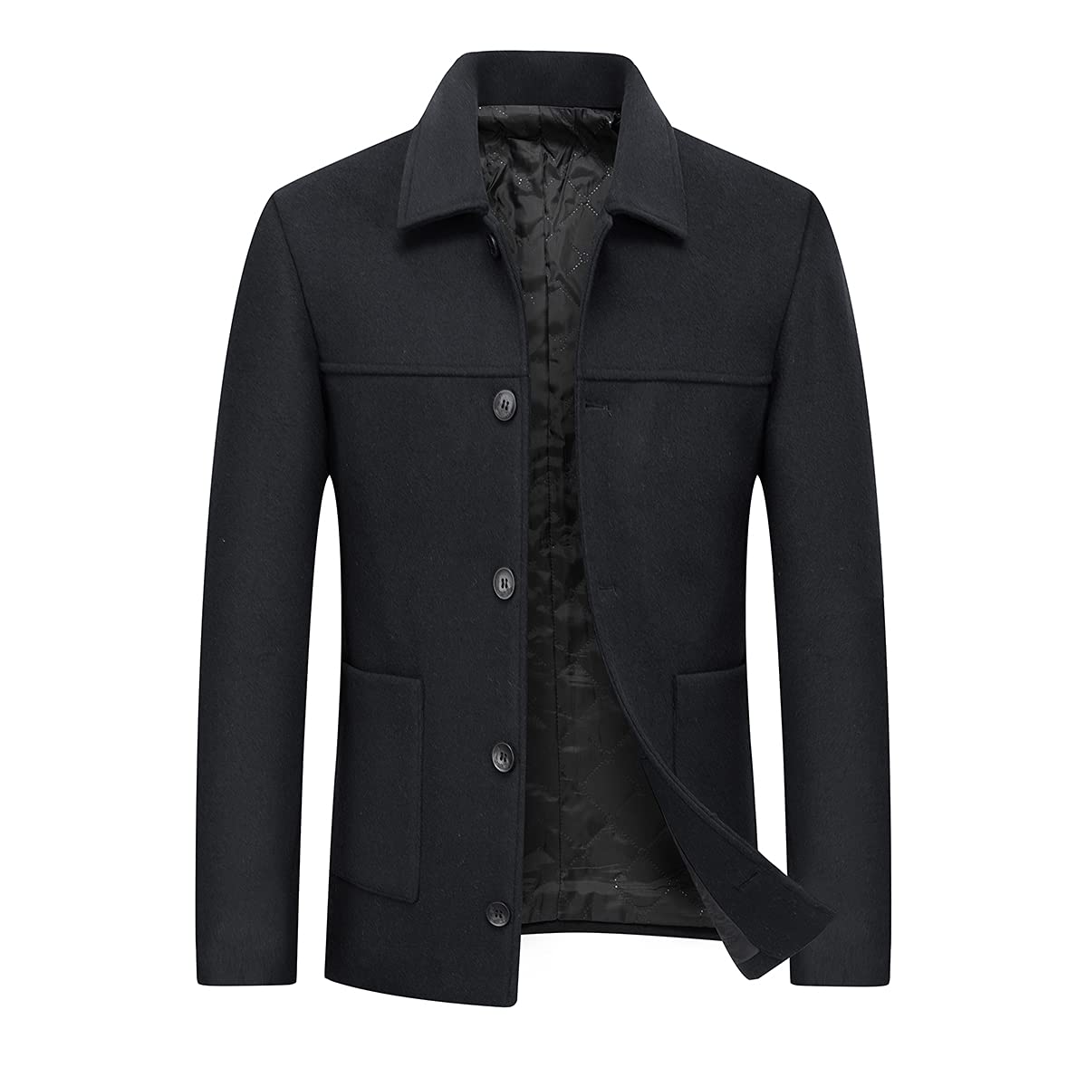 Allthemen Abrigo de hombre color sólido casual grueso cálido a prueba de viento otoño e invierno