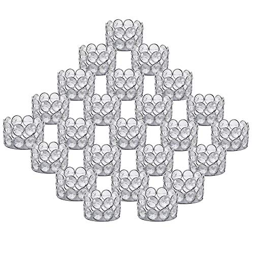 Vincigant V-CYLINDER-24S Silver Decorative Crystal Tealight Candle Holders Set Of 24 For Wedding Dinning Table Centerpieces,Gifts For Christmas New Year cover