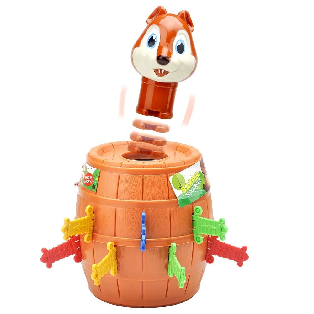 MYPPRFC Barrel Pirate Pop-Up Toy, Squirrel Pirate Bucket, Pop Up Squirrel Toys for 3-8 Year Old Boys Girls, P-op Up Board Games for Children Action, Kids Party Games