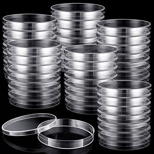 Kingdder THI-KINGDDER-1188 200 Pack Sterile Plastic Petri Dishes With Lids 90Mm Dia X 15Mm Deep Clear Thick Science Dish Lab Cell Culture Dishes cover