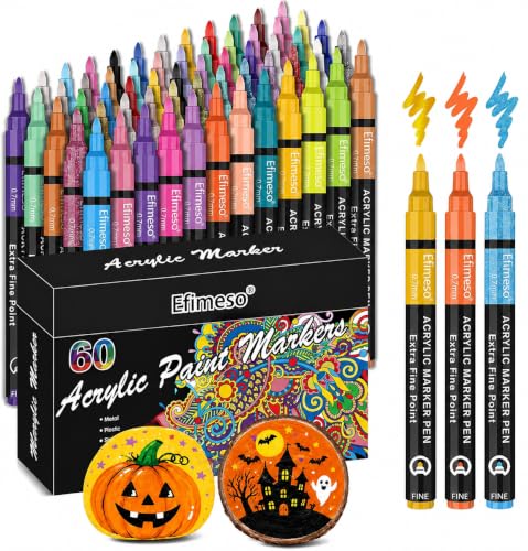 Efimeso 60 couleurs de crayons de peinture acrylique