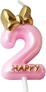 QQYL Pink 2 Candle Birthday Girl,Purple Second 2nd Birthday Candle Girl for Cake Topper, Number 2 Cake Topper Gold, 2th Birthday Party Decoration (08 Number 2)