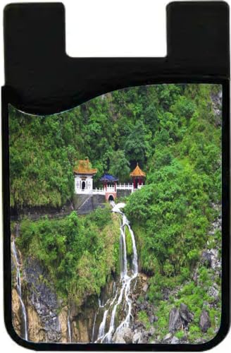 Island Gifting Neoprene Stick-on ID Card Holder for iPhone/Galaxy/Google Android Cases Featuring Image of Changchun Temple Taroko National Park