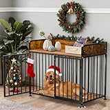 42 in Dog Crate Furniture, Medium Dog Kennel Indoor, Large Dog Kennel Indoor for Large Breed, Wooden Dog Cage Table Decorative for Small, Medium, Dog (Brown Wood & Black)