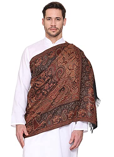 Image of Weavers Villa Men's Paisley Design Woven Poly Wool Blend Gents Shawls, Muffler, Stoles for Men