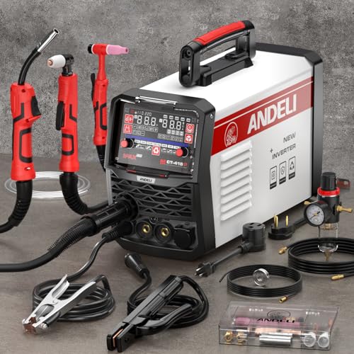 ANDELI160Amp MCT-416P Plasma Cutter Welder，Pulse MIG/HF TIG/HF CUT/Stick/Flux Core 6-in 1...