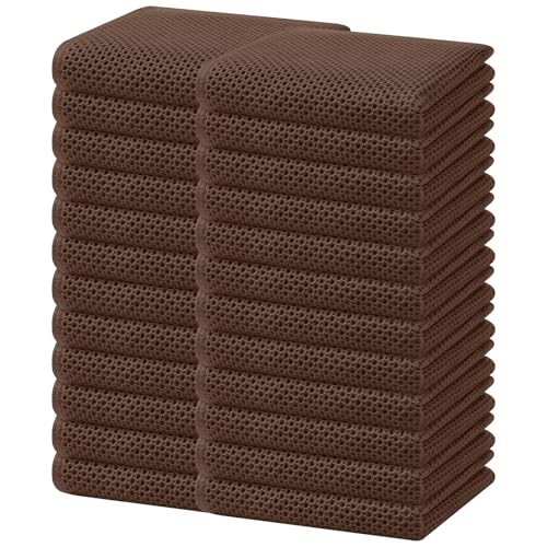 Image of Homaxy 100% Cotton Waffle Weave Kitchen Dish Towels, Ultra Soft Absorbent Quick Drying Cleaning Towel, 13 x 28 Inches, 24-Pack, Coffee