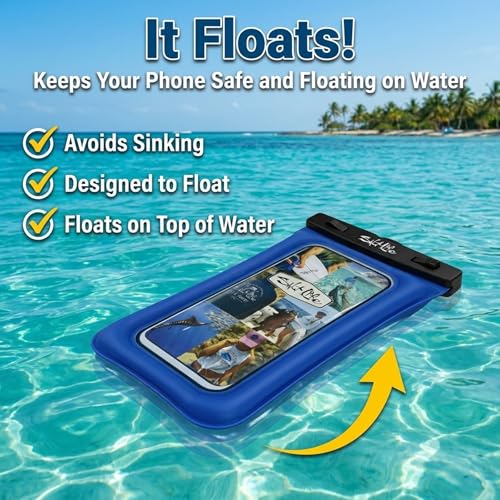 Salt Life Floating Waterproof Phone Case– IPX8 100% Waterproof Phone Case that Floats in Water, Universal Phone Dry Bag with Touchscreen Clear Window, Secure Seal Closure & Lanyard (Catch Me) - image 5