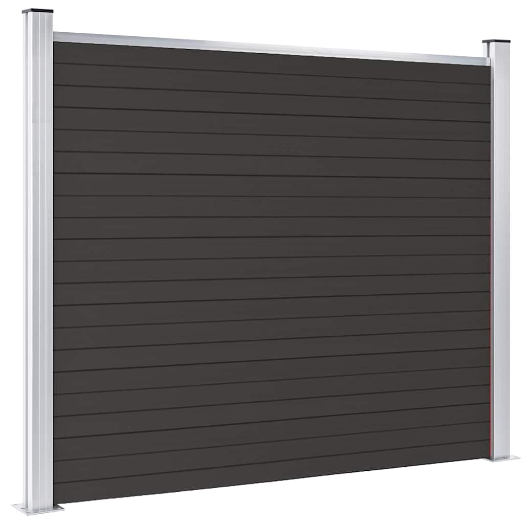 Black WPC Fence Panel 180x146 cm Wood Plastic Composite Garden Privacy Barrier Durable Rot Resistant Easy Install Modular Fence Boards with Aluminium Top Profile for Security