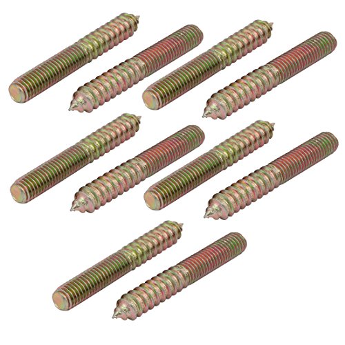 Aexit M10x70mm Carbon Home Hardware Steel Zinc Plated Hanger Bolt 10pcs Model:92as17qo425