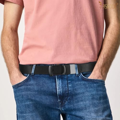 JASGOOD Mens Nylon Ratchet Belt Reversible,Web Casual Belt for Jeans Pants Men Golf Belt 2 In 1 Belt4