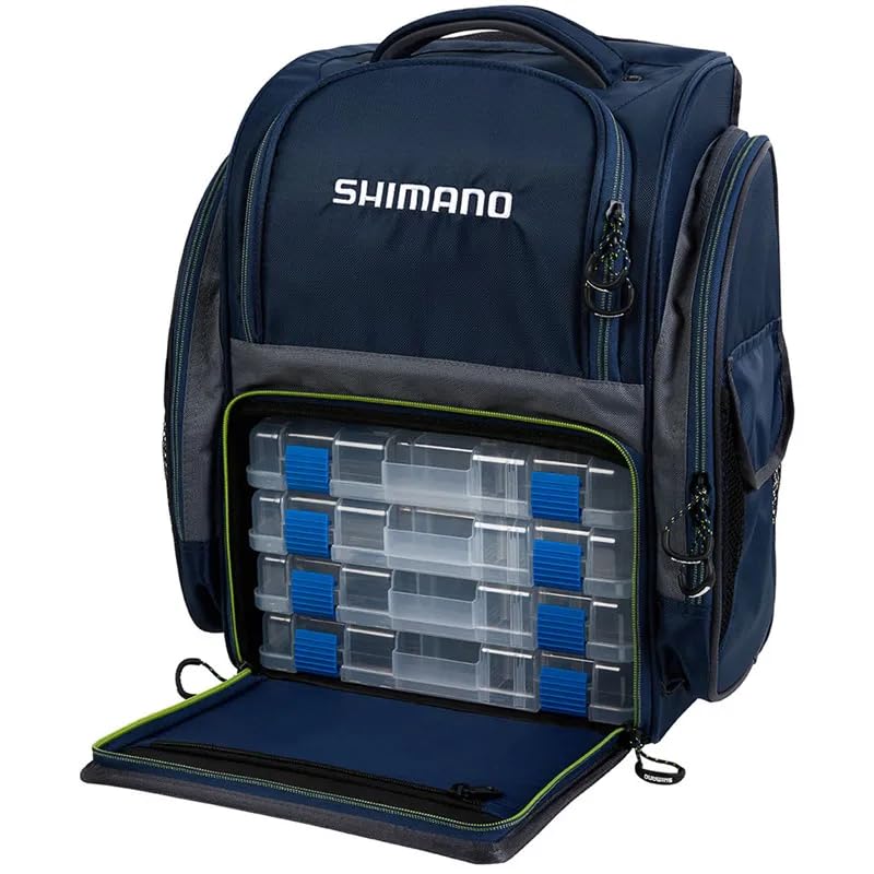 SHIMANO, BOLSA MOCHILA PESCA SHIMANO BACK PACK XL 25L C/ 4 ESTOJOS LUGB15 P/APETRECHOS COR:AZUL