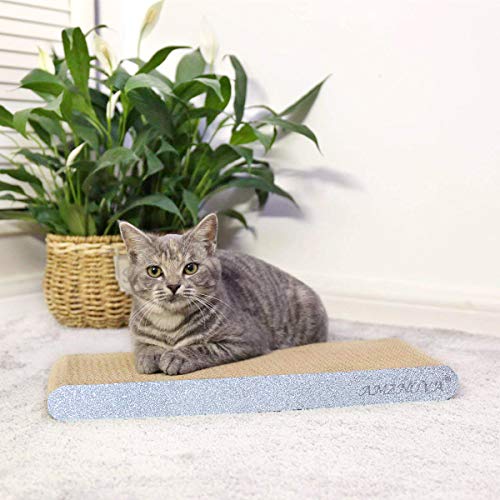 Image of AMZNOVA Cat Scratcher, Cardboard Cat Scratchers, Durable & Recyclable Scratch Pad, Colors Series, Narrow, Glitter Silver