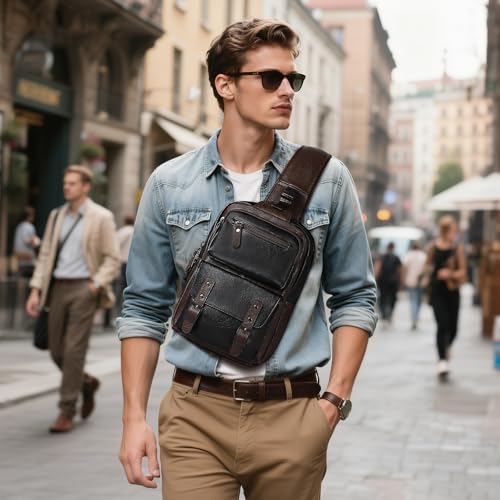 Image of Convertible Sling Bag Crossbody Backpack, Bags with Headphone Jack Shoulder Bag