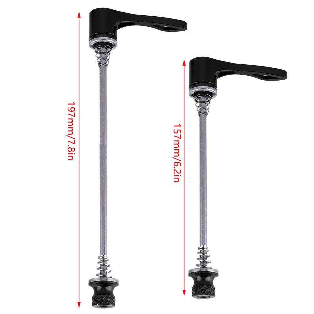 RiToEasysports 1 par de brochetas de liberación rápida, 157 mm, 197 mm, aleación de aluminio, juego de pinchos de liberación rápida para carretera (negro)