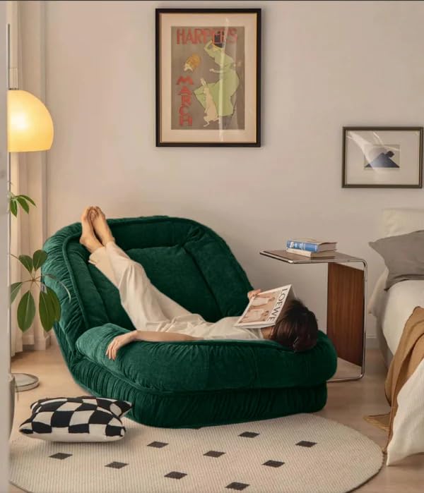 Image of 1 Seater Luxurious Human Dog Bed for People and Adults|Velvet Recliner Lounge Style Soft Human Dog Sofa with Plush Cushioning for Reading and Relaxation (Velvet Fabric, Dark Green)