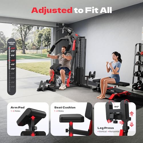 Home Gym Workout Equipment 148LB Weight Stack, Full Body Workout Machine for LAT Pulldown, Chest Press, Leg Extension & Strength Training, Multi Function Fitness Equipment - Image 4