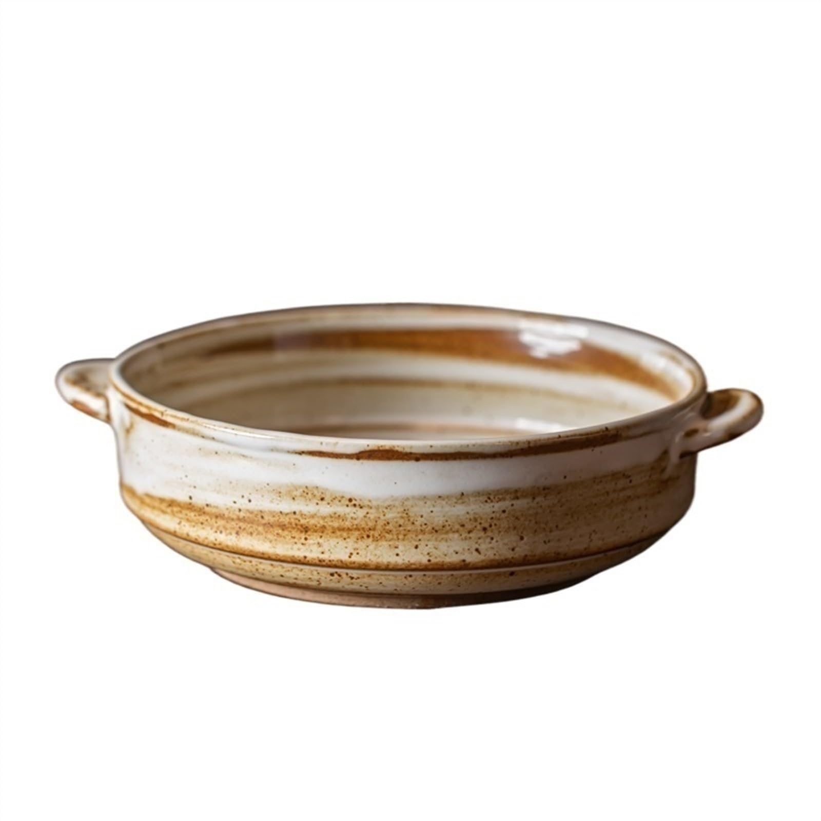 Teglie per forno Piatto fondo piccolo in ceramica ruvida con doppie orecchie, piatto da forno for microonde, ciotola for la colazione, ciotola for macedonia di frutta, piatto da dessert for tè Teglia
