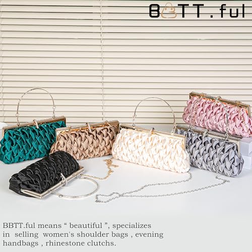 Image of Classic Satin Clutch Bag Diamante Embellished Formal Evening Handbag for Wedding Prom Party Purses