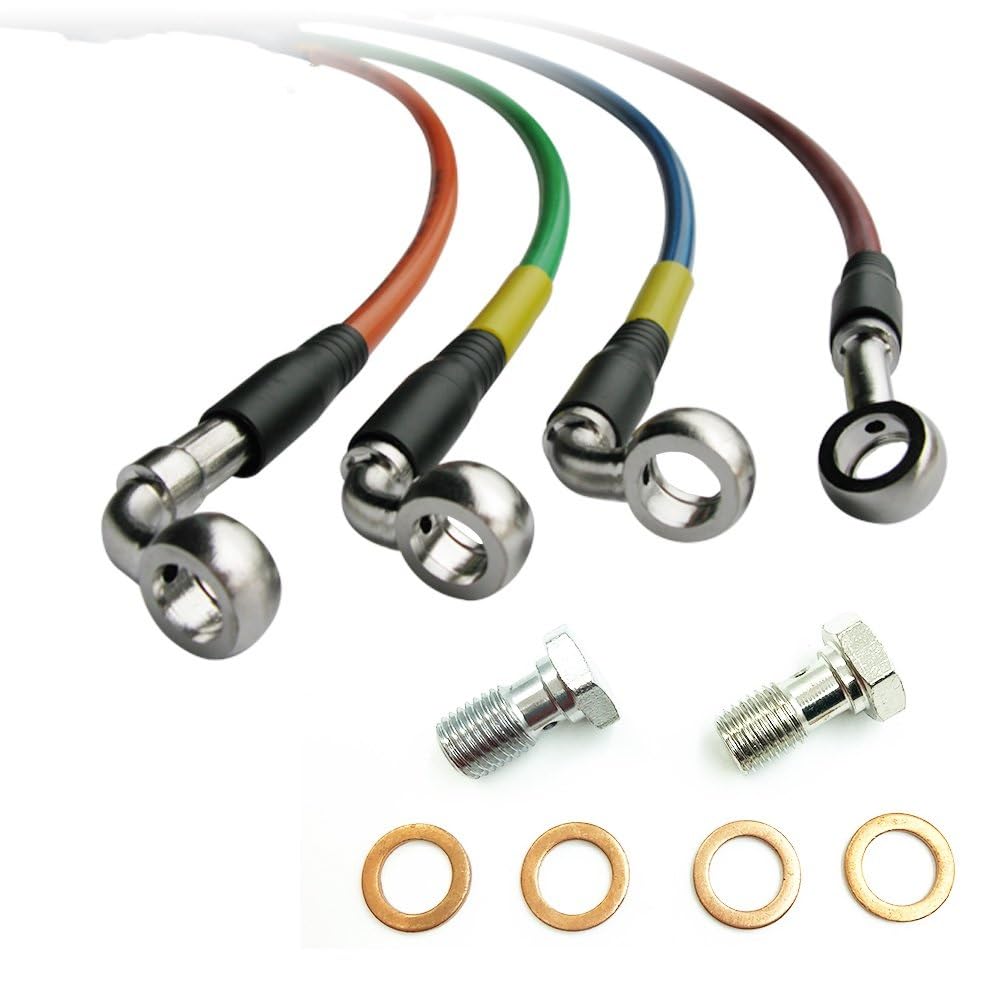 Flessibile olio Tubo Moto Intrecciato Freno Anteriore 1250 Millimetri Tubi Di Olio Tubo Del Carburante Tubo Cavi 25-25/90-25 Gradi Per KAYO ATV Dirt Bike Moto Tubo Idraulico Freno(Elbow 25-25 Red)