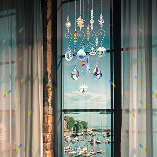 9 Stück Sonnenfänger, Kristalle Deko Anhänger, Fenster Glas Prisma Lampen Anhänger,Kristallglaskugel für Zuhause, Büro, Garten Dekoration – Bild 5