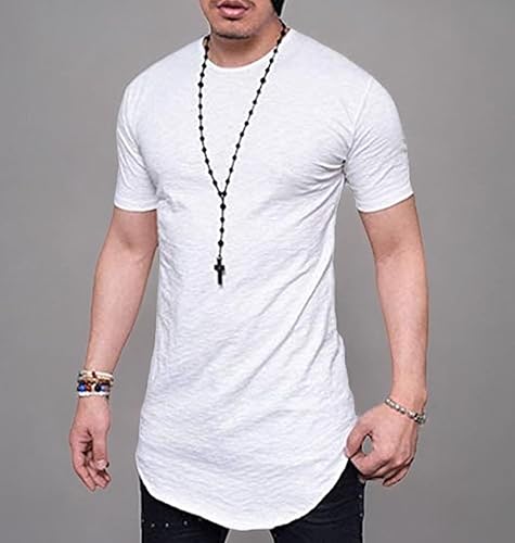 Miniatura 5 de LIWEIKE Camiseta de manga corta con dobladillo curvado, hipster, hip hop, para hombre