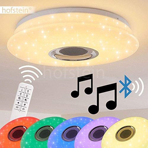 Plafoniera LED Hemlo- Lampada da Soffitto LED Altoparlante Bluetooth e Cambia Colore Integrato- Lampada Originale e Tecnologica per Camera da Letto Salotto Zona Living- Telecomando Incluso