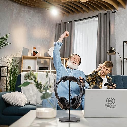 Image of OIVO INDIA Black Headphone Stand Headset Holder with Aluminum Supporting Bar for All Headphones Size