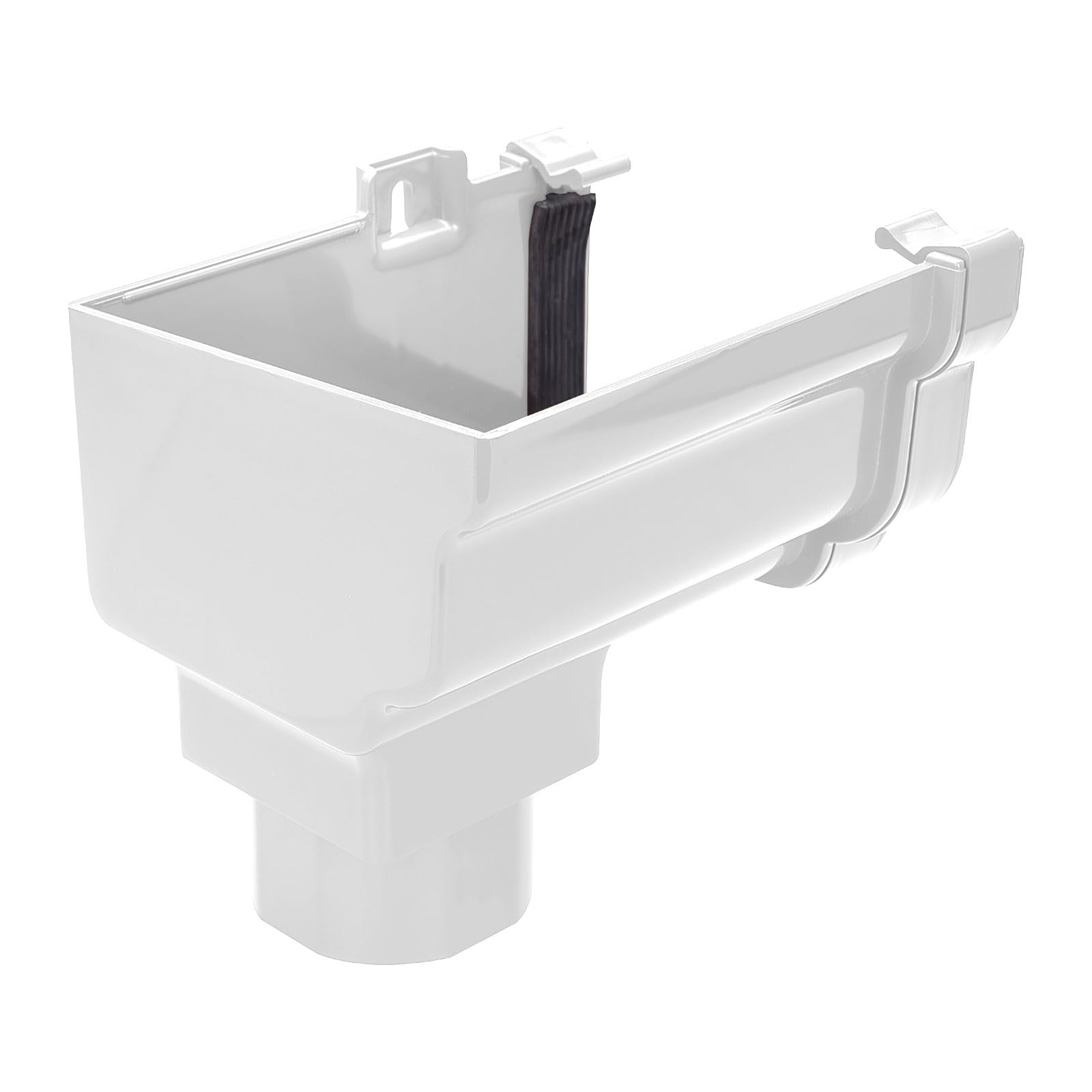 Kayflow Ogee Gutter Stopend Outlet (Left) – High Capacity PVC Rainwater Drainage System End Downpipe Connector - White