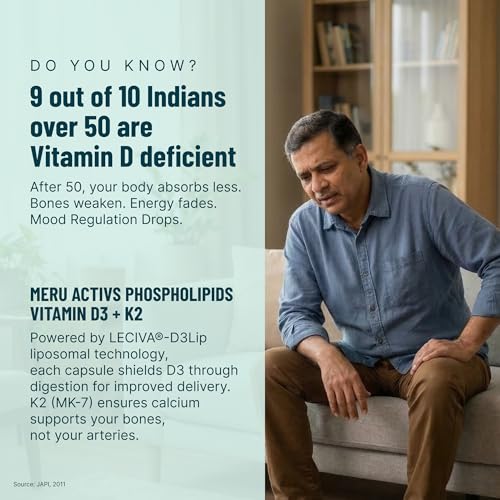 Image of Phospholipids Vitamin D3 K2 Supplement for Adults 50+ | Liposomal D3 600 IU + K2 MK-7 | Enhanced Absorption Phospholipid Formula for Bone Strength, Joint Flexibility, Mood & Immunity Support | 30 Capsules (1 Month Supply)
