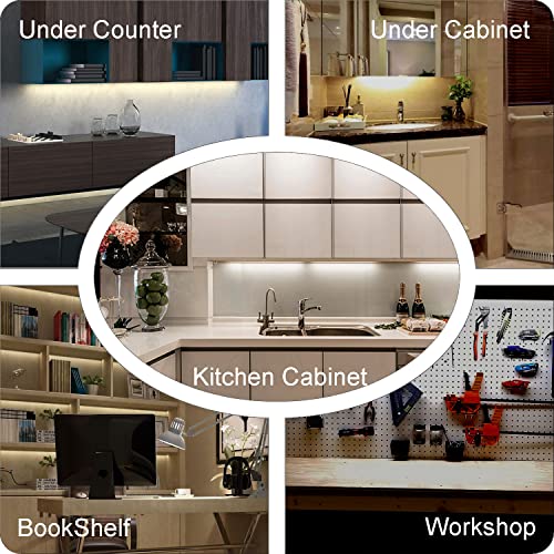 Image of EBD Under Cabinet Lights Touch LED Under Cabinet Lighting Built-in Adjustable Cable No Messy Wires! 6 Pcs Super Bright Light Bar 6500K Cool White 2100Lm Good for Timer & Smart Plug