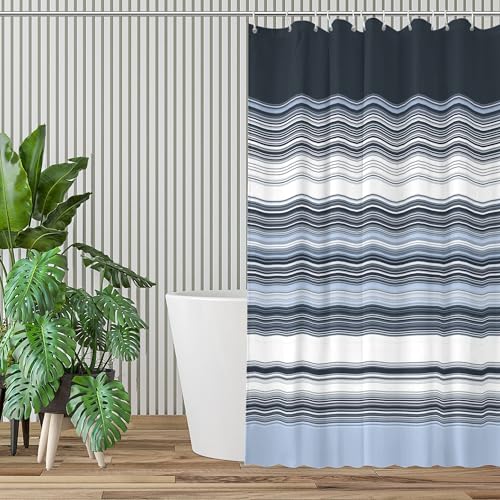 Rideau de douche bleu marine clair 100x180 cm en polyester imperméable - 3