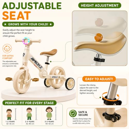 Image of Velo-Glide 3-in-1 Tricycle for Kids | Kids Cycle with Convertible Balance Bike & Training Wheels | Baby Cycle with Adjustable Seat & Pedals | Toddler Bicycle for Boys & Girls