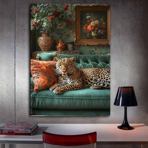 Tableau moderne léopard rose format 50x70cm pour mur de cuisine - 3