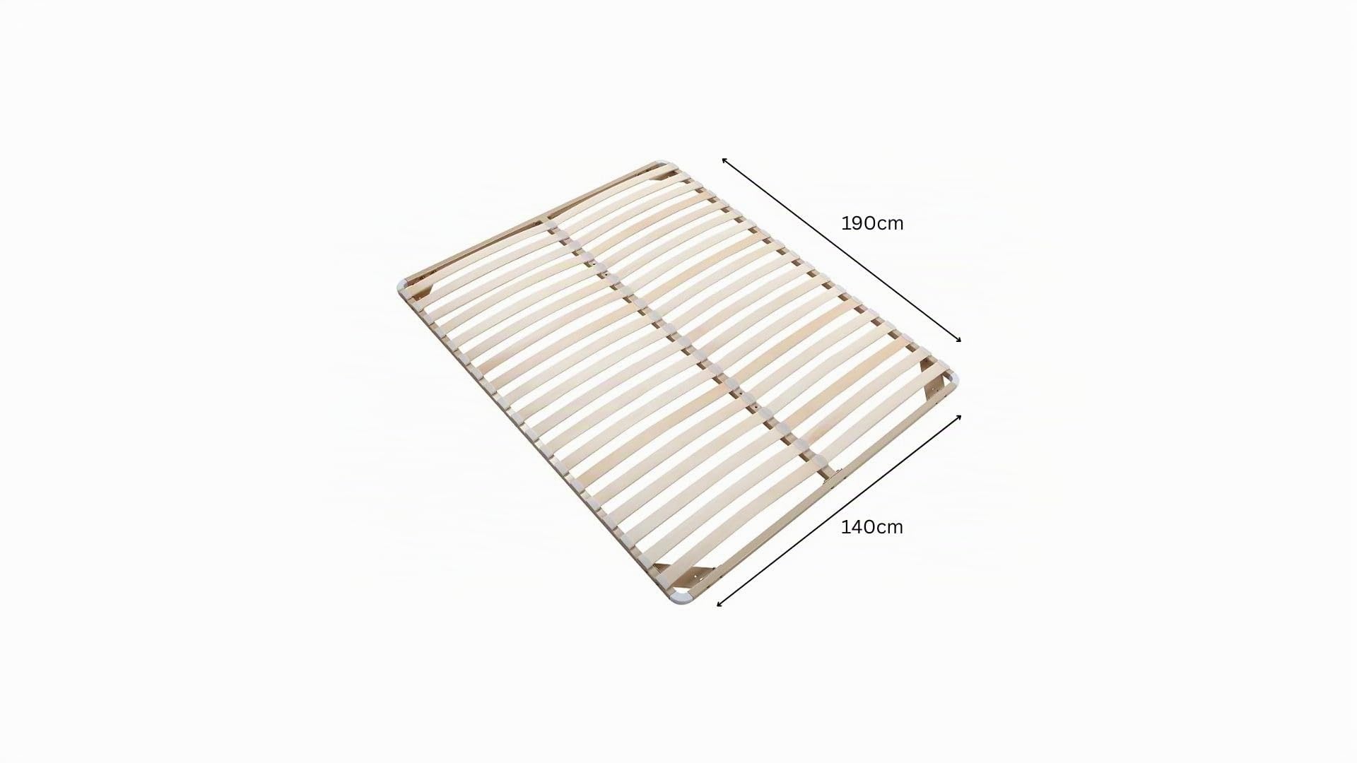 Vente-unique - Sommier Cadre à Lattes 140 x 190 cm - 2x19 Lattes - sans Pieds - Beige - Kalista de YSMÉE