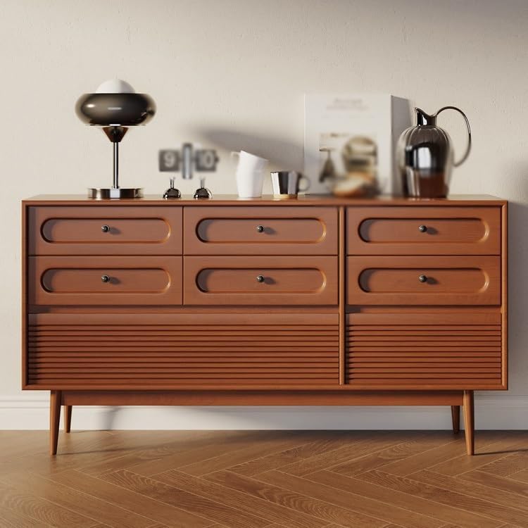 Sideboard Cabinet Sideboard Living Room Solid Wood Storage Cabinet Wall Entrance Cabinet Sideboard Cabinet with Drawers(160cm)
