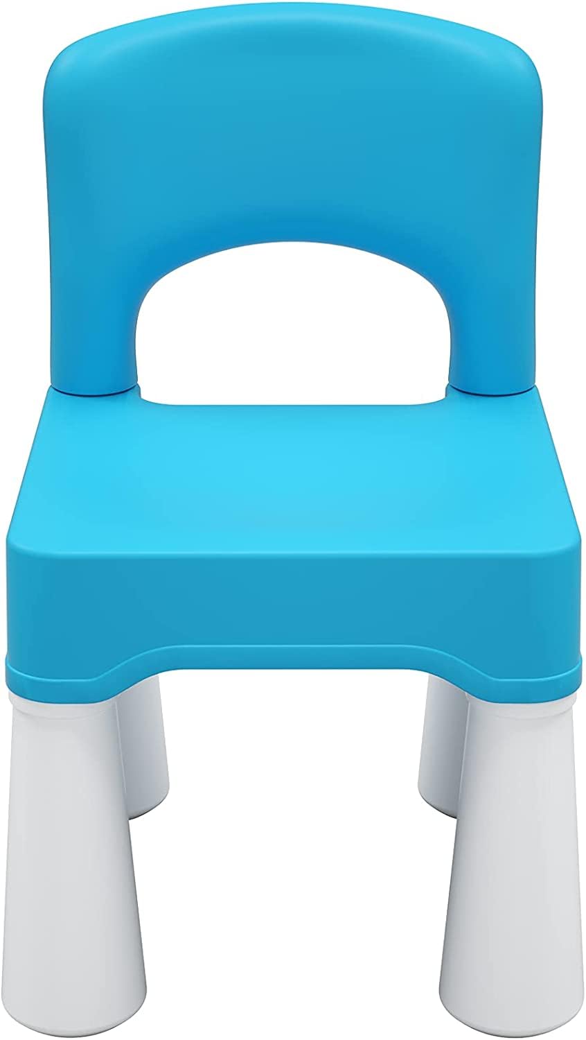 THE WHITE SHOP Plastic Toddler Chair, Durable and Lightweight Kids Chair, 9.3" Height Seat, Indoor or Outdoorwhite blue